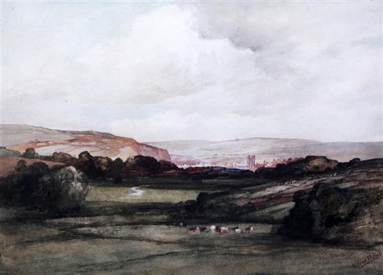 Alfred William Rich (1856-1921) Valley of The Ouse, Sussex (Distant view of Lewes) 33 x 47cm